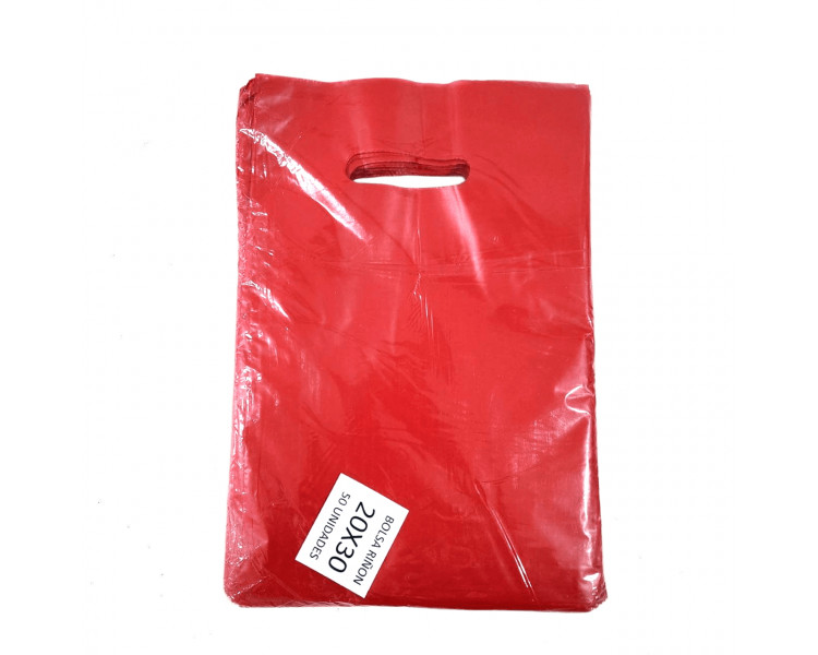 BOLSA TROQUEL AD ECO LISA 20X30 ROJA (X50)