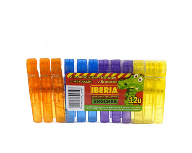 BROCHES COCODRILO PLASTICOS X 12U.COL.VS.-0255