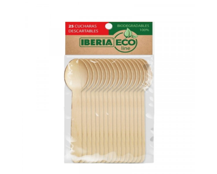 CUCHARA DE MADERA MOLDEADA ECOLINE IBERIA (X25U.)-2180