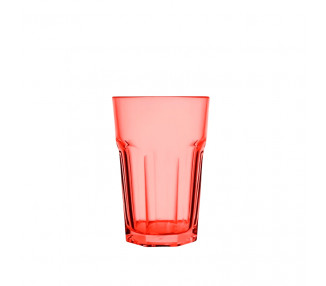 VASO FACETADO PS 350CC ROJO FLUOR (X1)