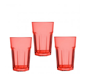 VASO FACETADO PS 350CC ROJO FLUOR (X1)