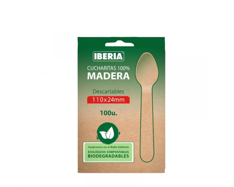 CUCHARITAS ECOLOGICAS 100% MADERA 110 X 24 MM (X100U.)-3174