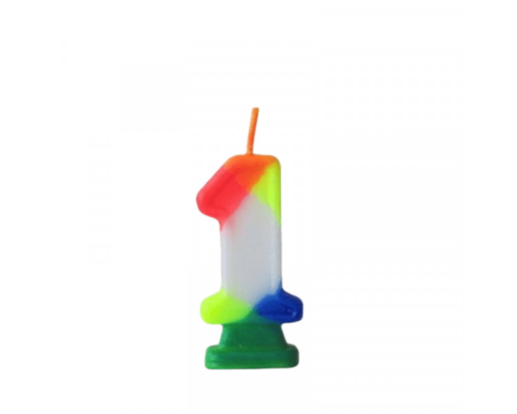 VELAS DE CUMPLEAÑOS NUMERO 1 MULTICOLOR - 740