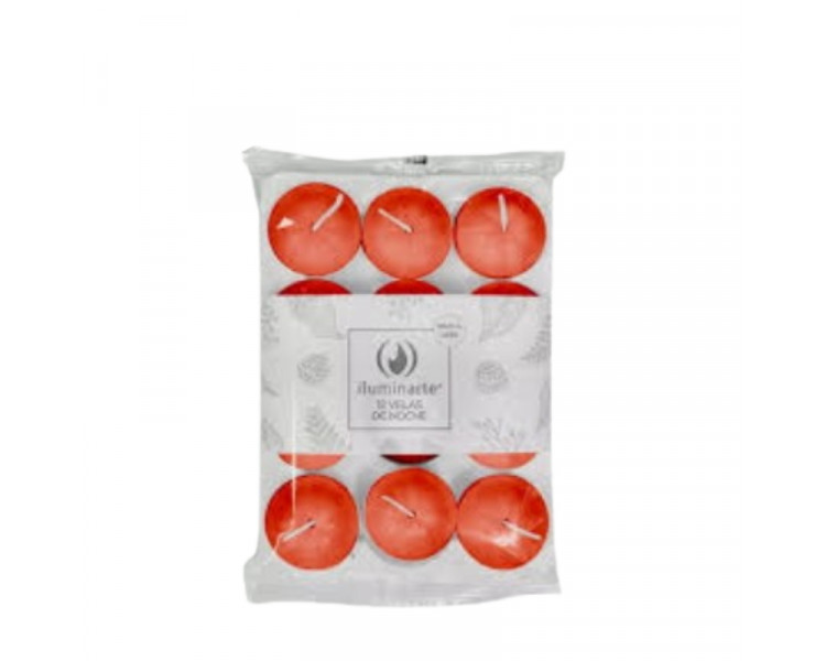 VELAS DE NOCHE NEUTRA ROJA PAQUETE X 12U. - 1059