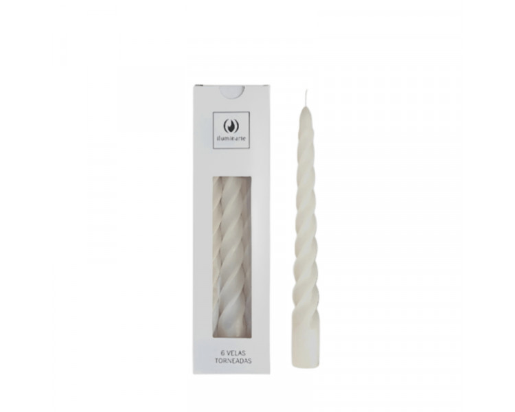 VELAS NAVIDEÑAS TORNEADAS BLANCAS X15CM (X6) - 835