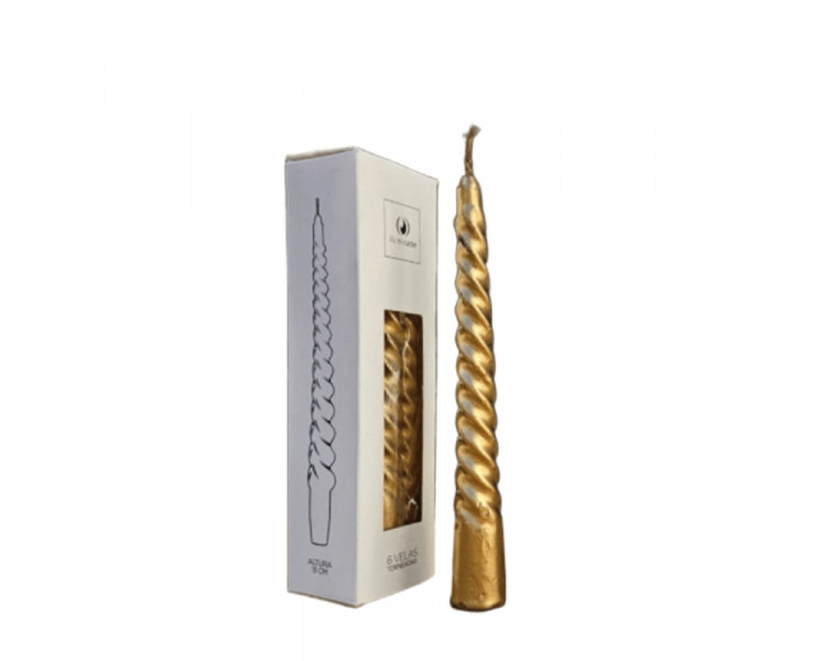 VELAS NAVIDEÑAS TORNEADAS ORO X15CM (X6) - 1079