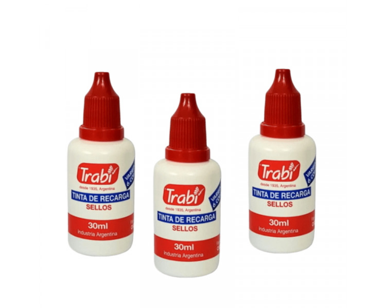 TINTA PARA SELLOS GOMA TRABI 30ML ROJA - COD 019396