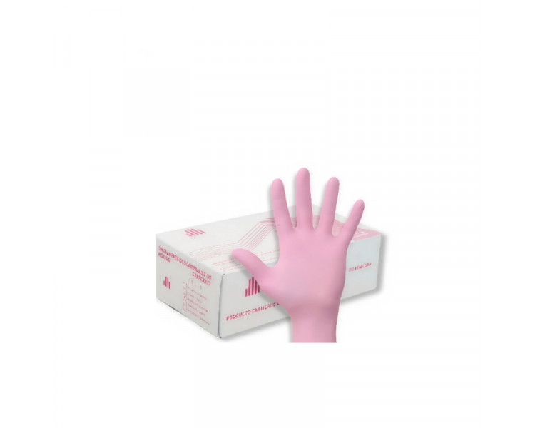 GUANTES NITRILO DESCART. ROSA MEDIUM X 100U