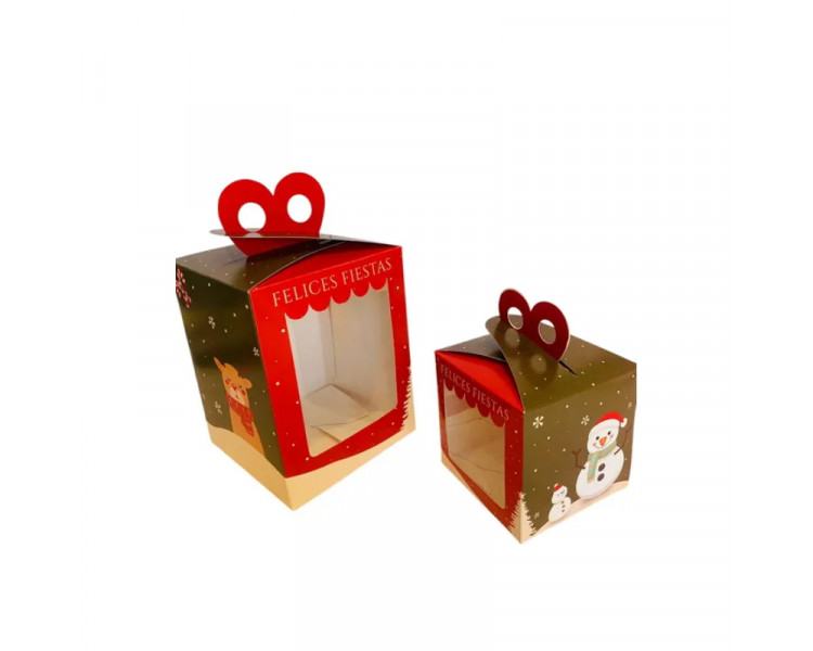CAJA PAN DULCE 1 KILO IMPRESO NAVIDAD 17X17X20 (X1)