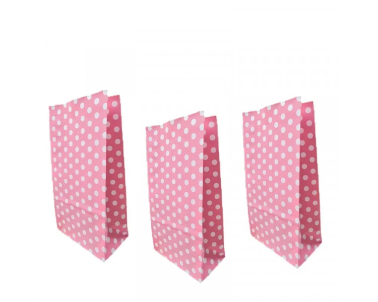 BOLSA COTILLON ROSADA C/LUNARES BLANCOS ( X1)