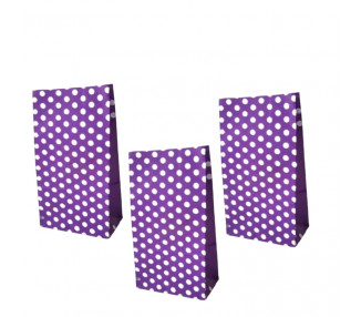 BOLSA COTILLON VIOLETA C/LUNARES BLANCOS ( X1)
