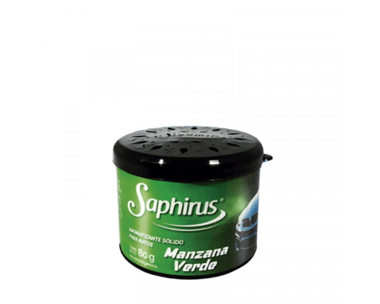 AROMATIZANTE SOLIDO LATA GEL AUTO SAPHIRUS MANZANA VERDE 80GRS.**