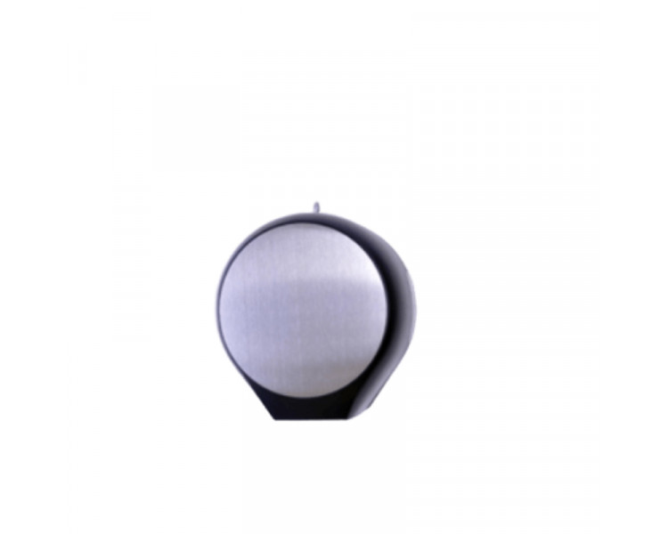 DISPENSER P/ PAPEL HIGIENICO ALTO MT ACERO Y PVC NEGRO