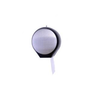 DISPENSER P/ PAPEL HIGIENICO ALTO MT ACERO Y PVC NEGRO