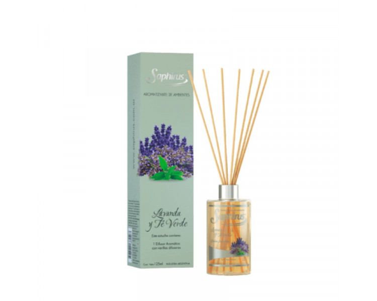 DIFUSORES AROMATICOS LAVANDA Y TE VERDE SAPHIRUS X 125ML. - 376