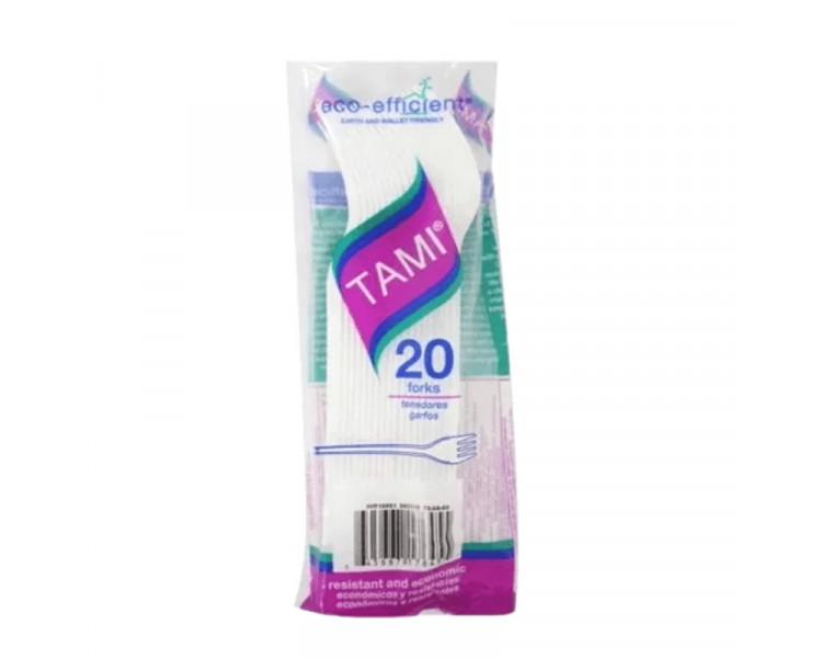 TENEDOR BLANCO TAMI X 20U.( X PAQ.)