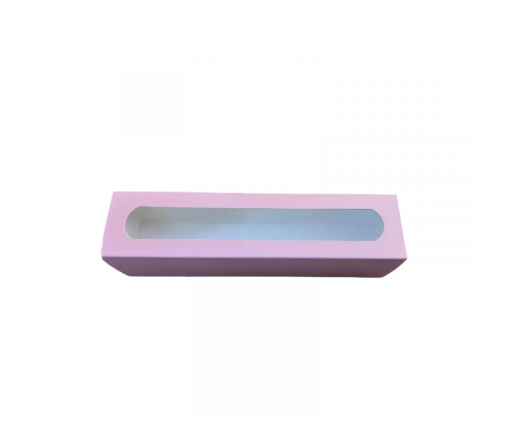 CAJA MACARONS ROSA C/VISOR LISO 21,5X5X5 XU.