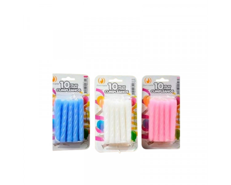 VELAS DE CUMPLEAÑOS BLISTER CELESTE X 10 U. - 739