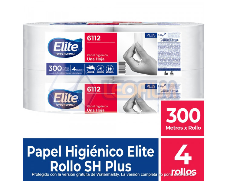 PAPEL HIGIENICO "ELITE"S/H PLUS X 4X300MT.C.GRANDE- 6112