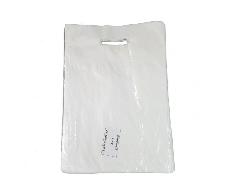 BOLSA TROQUEL AD ECO LISA 25X35 BLANCA (X50)